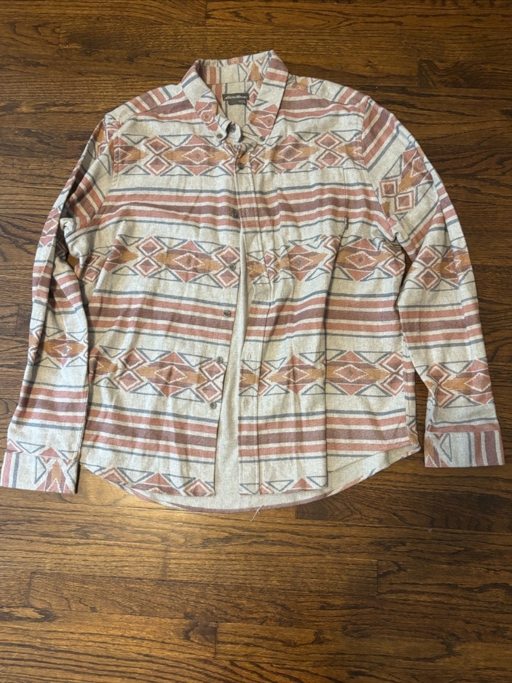 Eddie Bauer Aztec Tribal Western Outdoor Longsleeve Button Down Size XXL